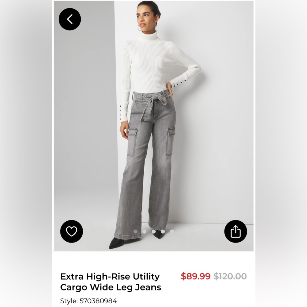 White House Black Market Gray Wide Leg Jeans size 8-10